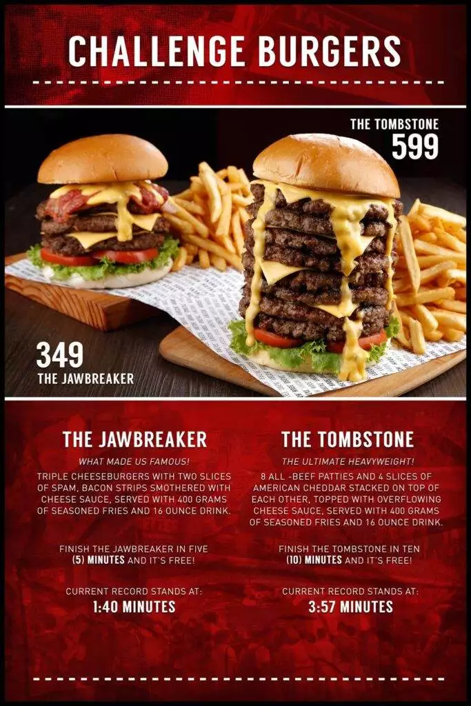 Zarks burger deals menu