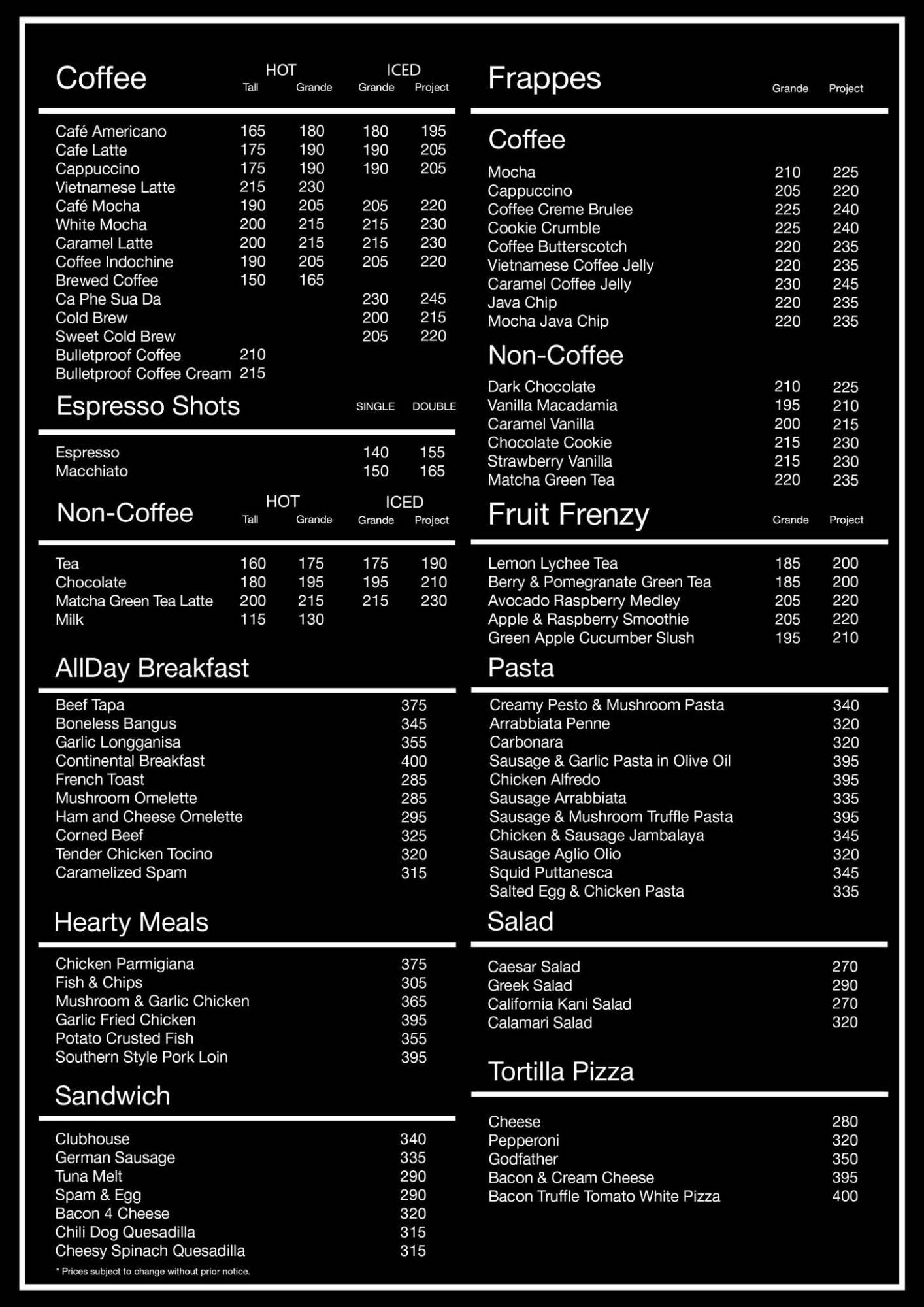 Coffee Project Menu Prices Philippines July 2024 Updated